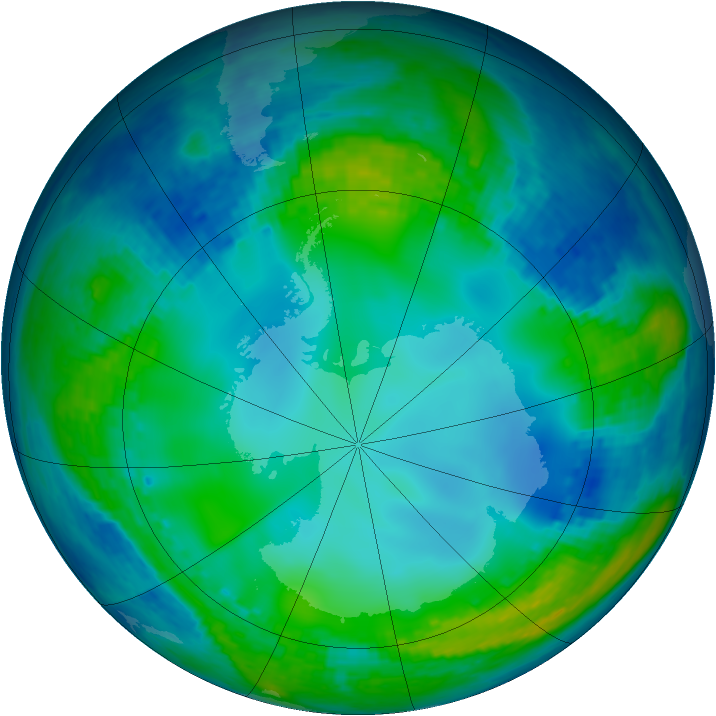 Antarctic ozone map for 28 May 2004